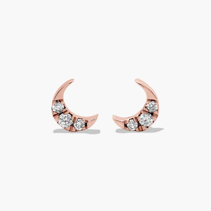 Round Cut Moissanite Pave Crescent Geometric Earrings - view 2