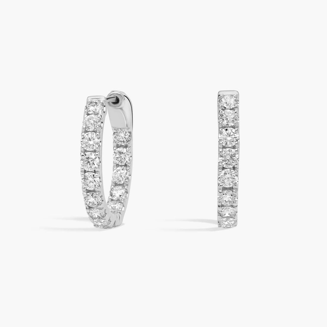 Round Cut Moissanite Inside Out Hoop Earrings - hero