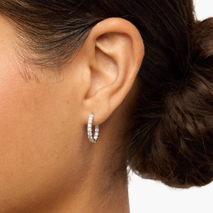 Round Cut Moissanite Inside Out Hoop Earrings - view 2