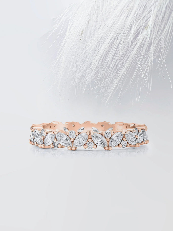 MARQUISE & ROUND CUT MOISSANITE FULL ETERNITY DIAMOND WEDDING BAND Mapple Gems