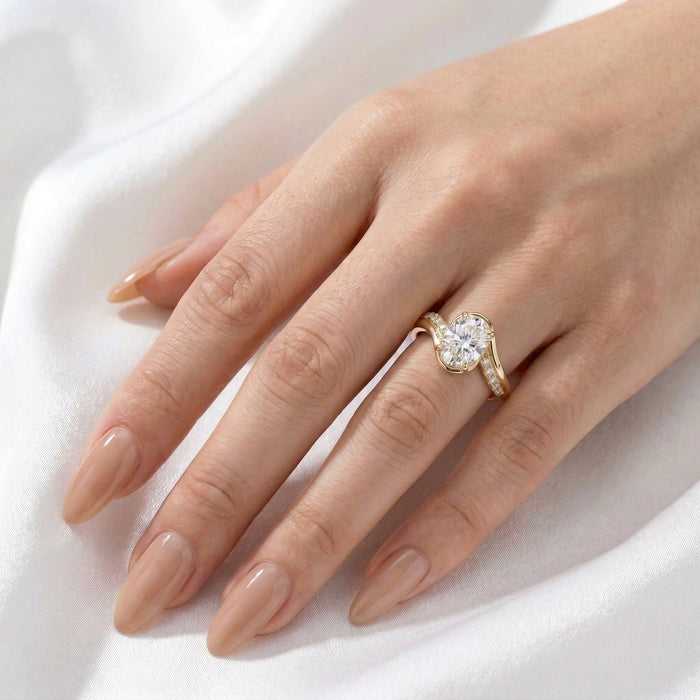 Half bezel crossover ring worn on the hand