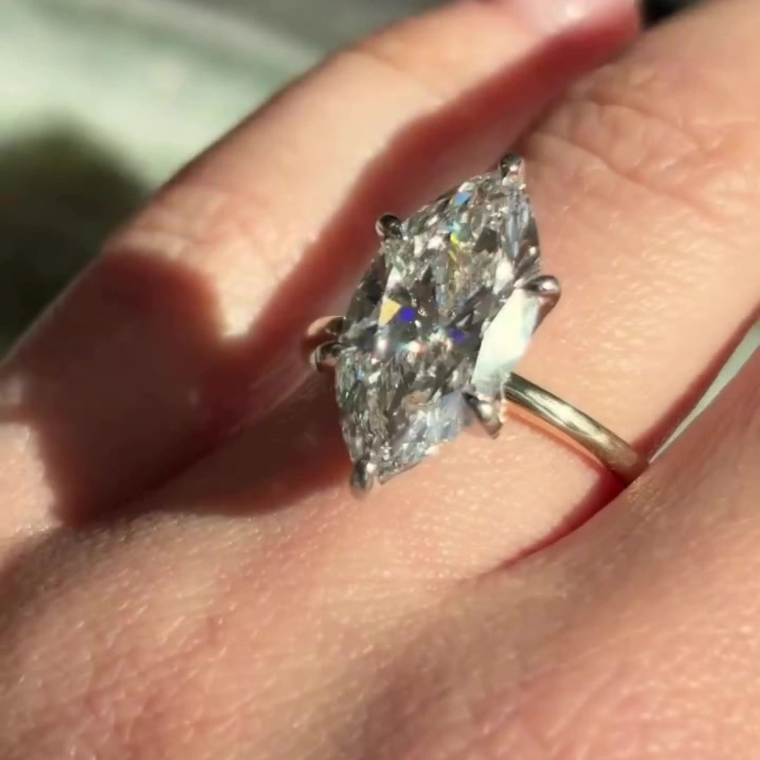Marquise Moissanite Solitaire Ring – 14K Gold Engagement & Promise Ring