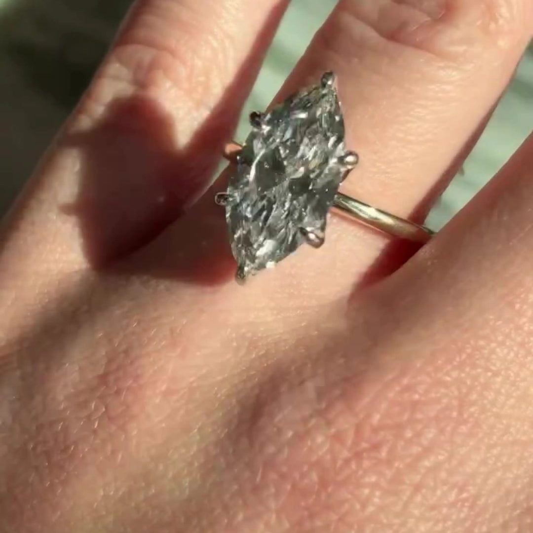 Marquise Moissanite Solitaire Ring – 14K Gold Engagement & Promise Ring