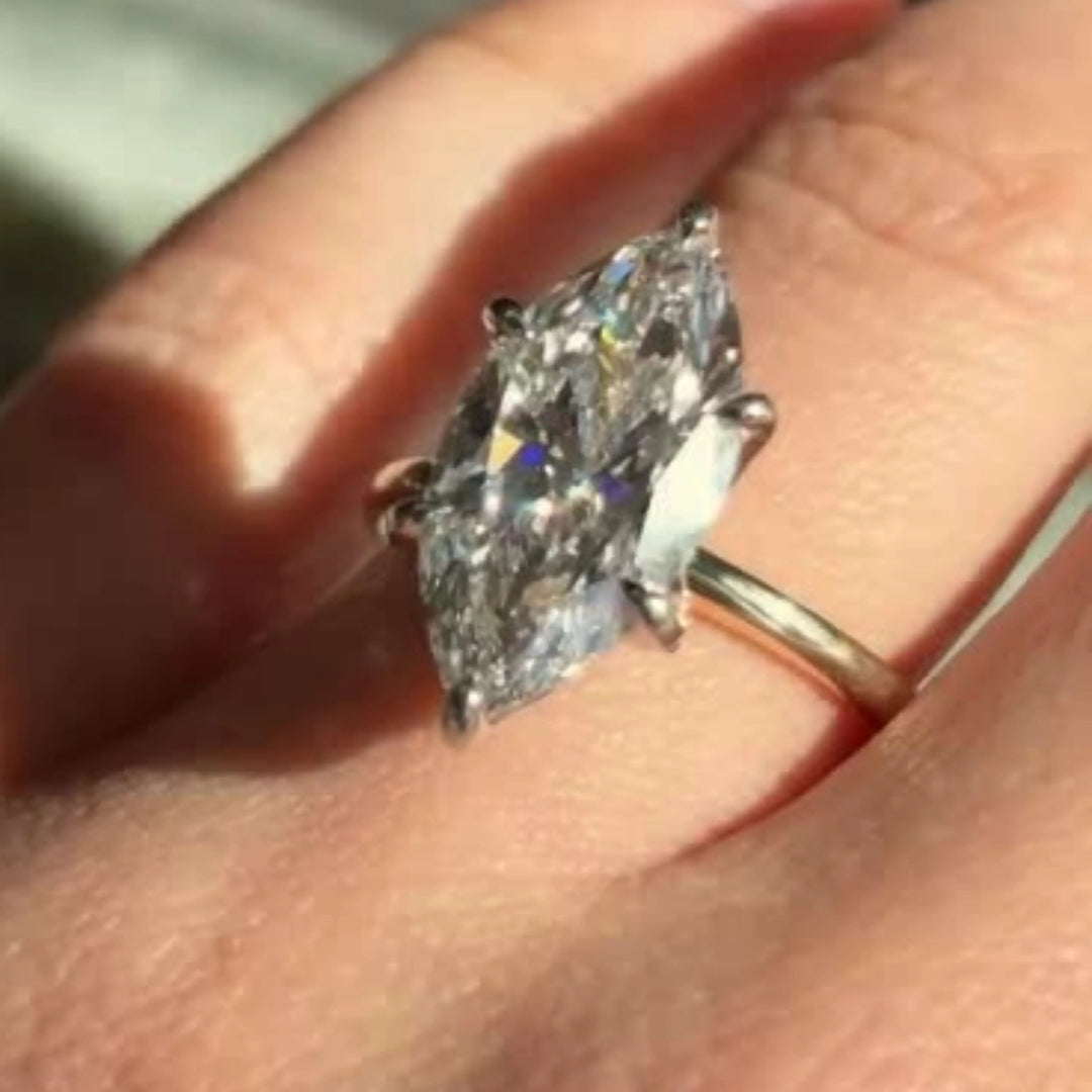 Marquise Moissanite Solitaire Ring – 14K Gold Engagement & Promise Ring