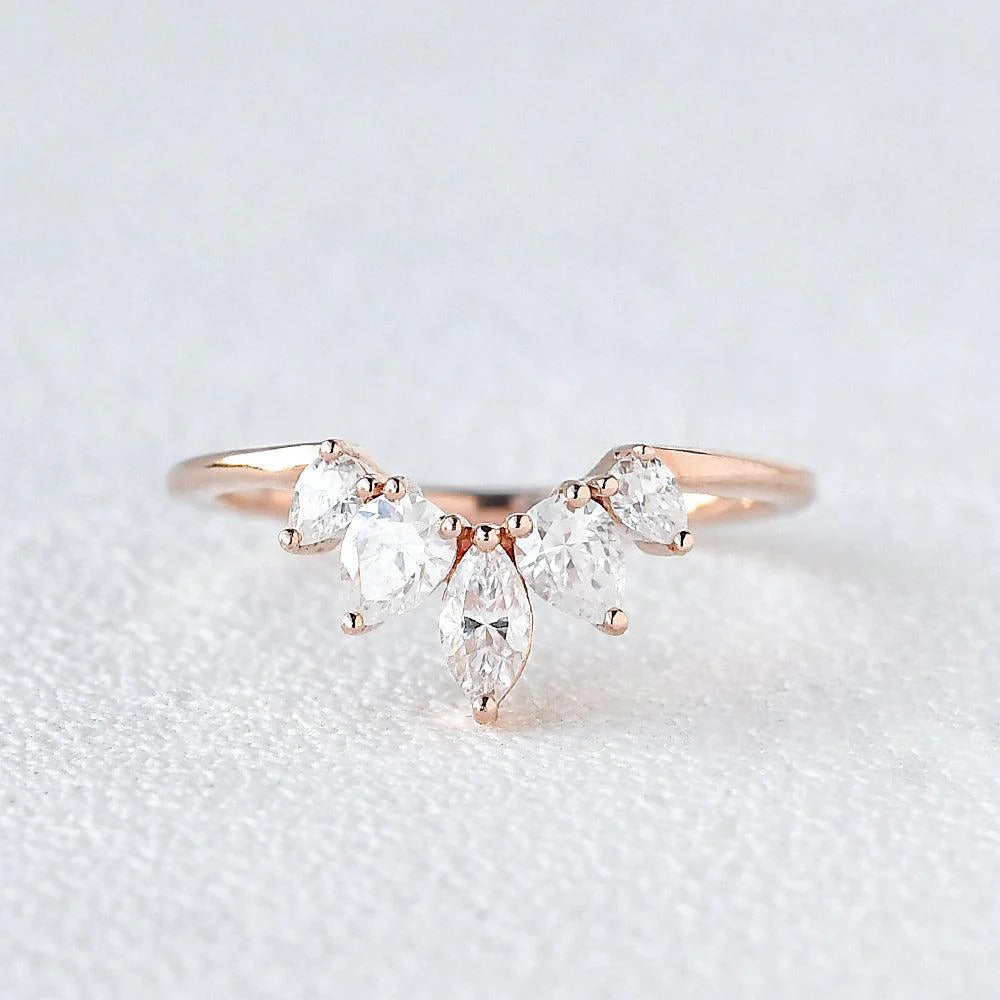 Marquise And Pear Cut Cluster Moissanite Wedding Band Mapple Gems