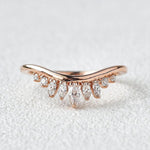 Load image into Gallery viewer, 0.40CTW Marquise Cut Curved Vintage Style Stacking Wedding Band Mapple Gems
