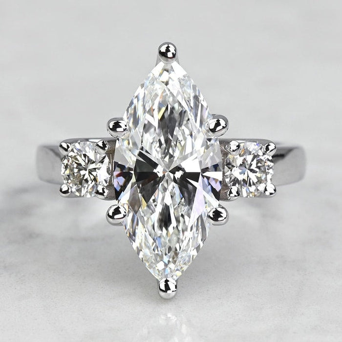 2.50 CT Marquise Cut Lab Grown Diamond Three Stone Engagement Ring Mapple Gems