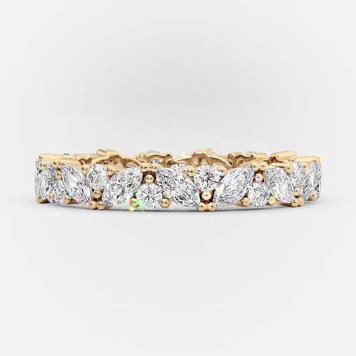 0.50 CT Marquise & Round Cut Lab Grown Diamond Wedding Band For her Mapple Gems