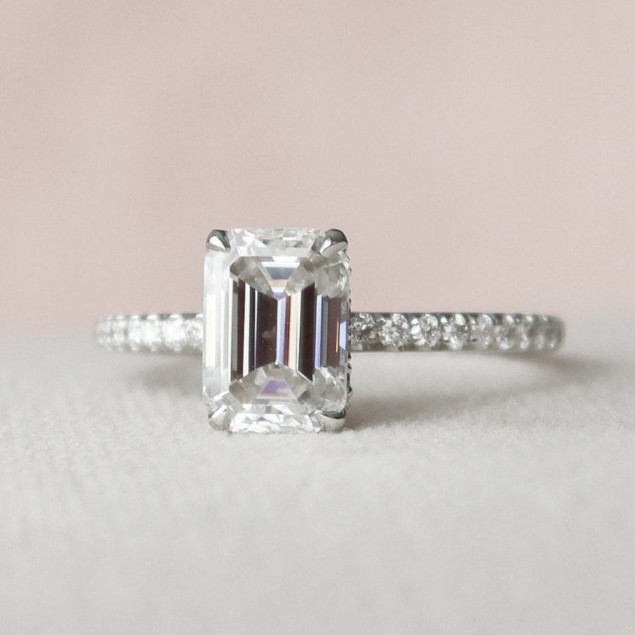 1.50 CT emerald cut moissanite Art Deco engagement ring in gold
