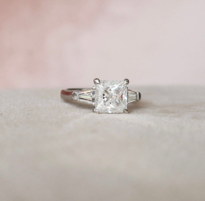Moissanite 3 CT Princess Cut Diamond Wedding Ring Mapple Gems