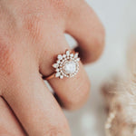 Load image into Gallery viewer, Cluster Marquise &amp; Double Halo Round Moissanite Engagement Ring Bridal Gift Mapple Gems
