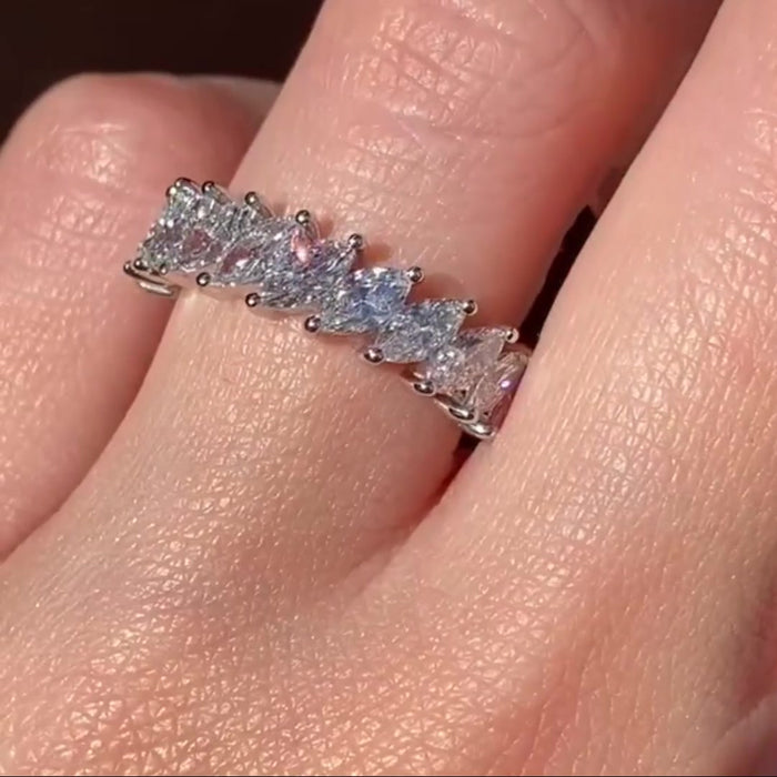Marquise Cut Moissanite Eternity Wedding Band

