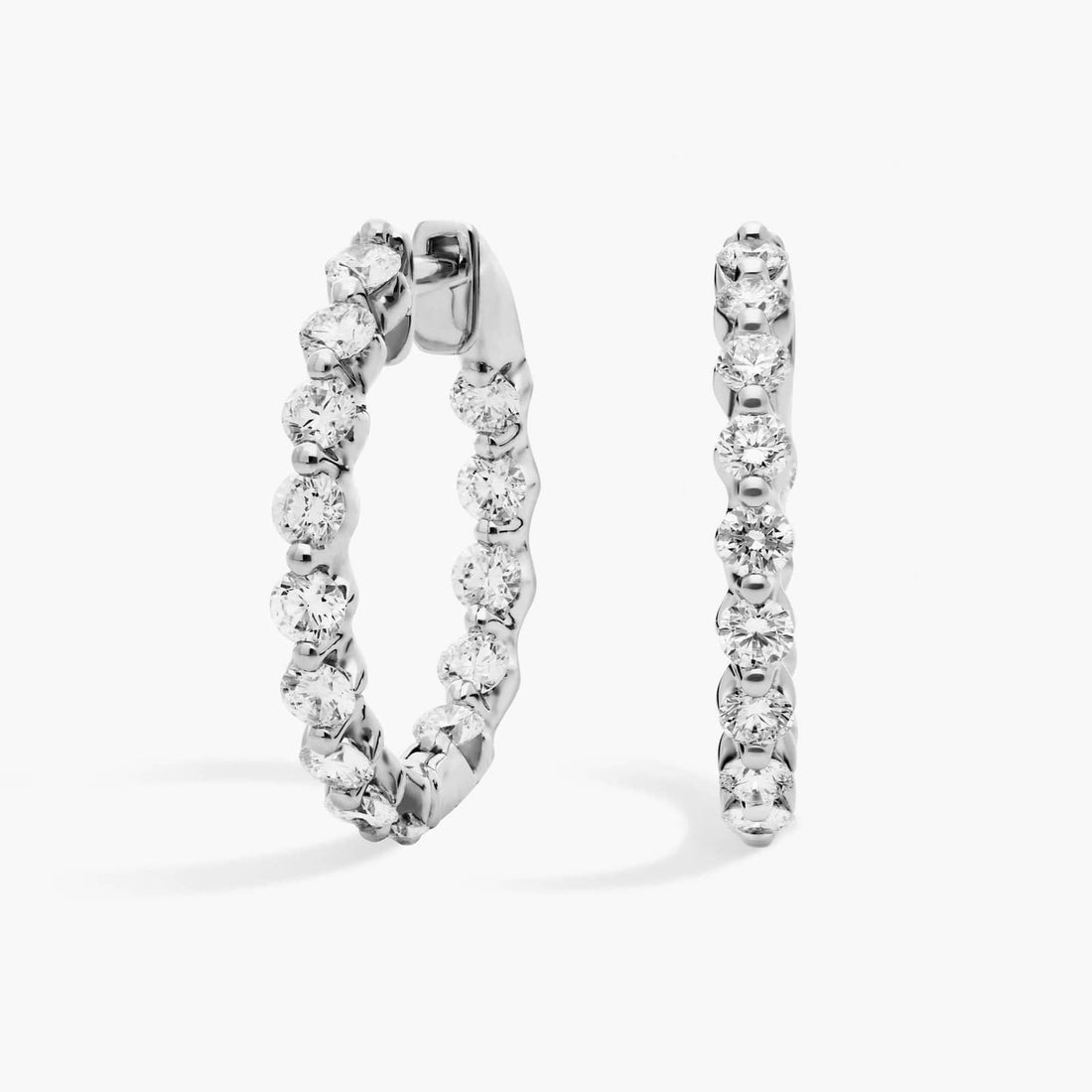 Round Cut Moissanite Inside Out Hoop Earrings - hero