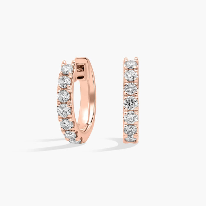 Round Cut Moissanite Graduated Pave Huggie Earrings - view 2
