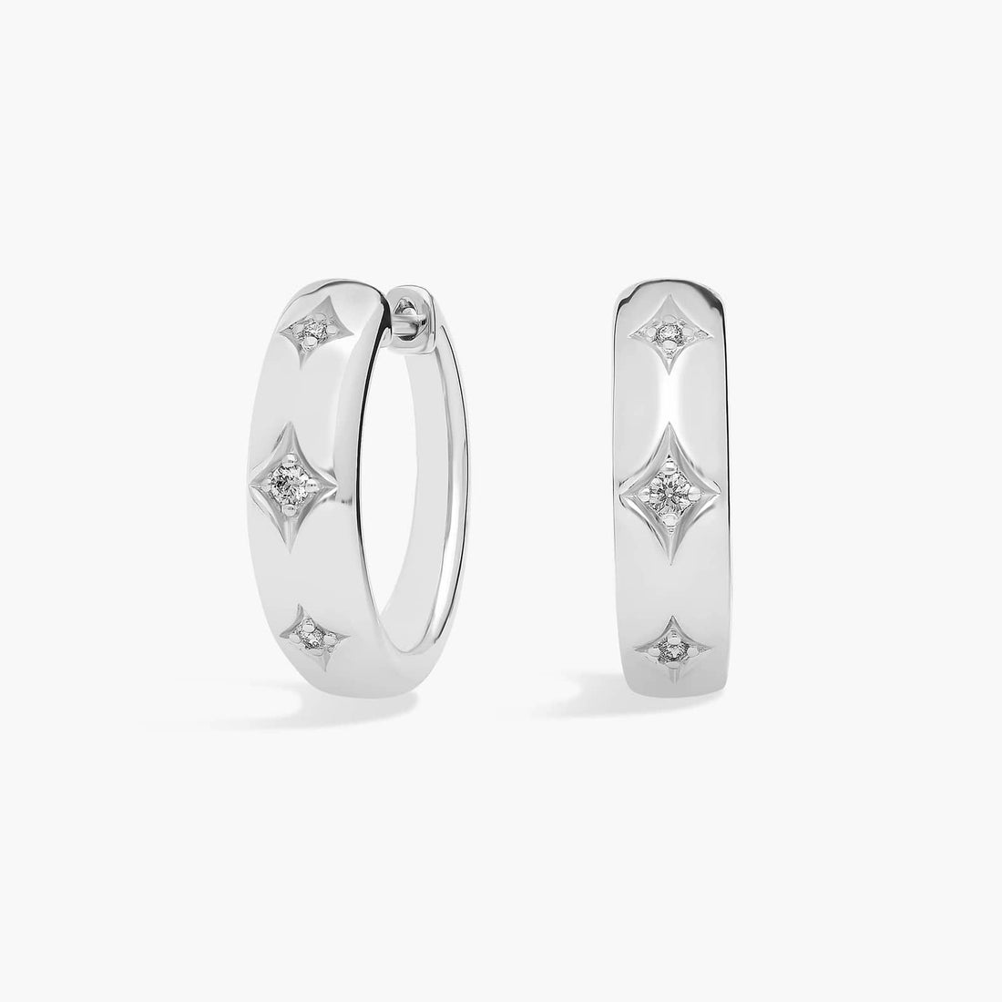 Round Cut Moissanite Star Huggie Earrings - hero