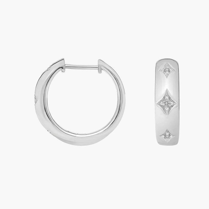 Round Cut Moissanite Star Huggie Earrings - view 2