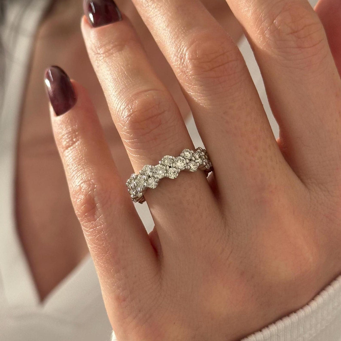 Round Lab Grown Diamond Cluster Wedding Band photo 1