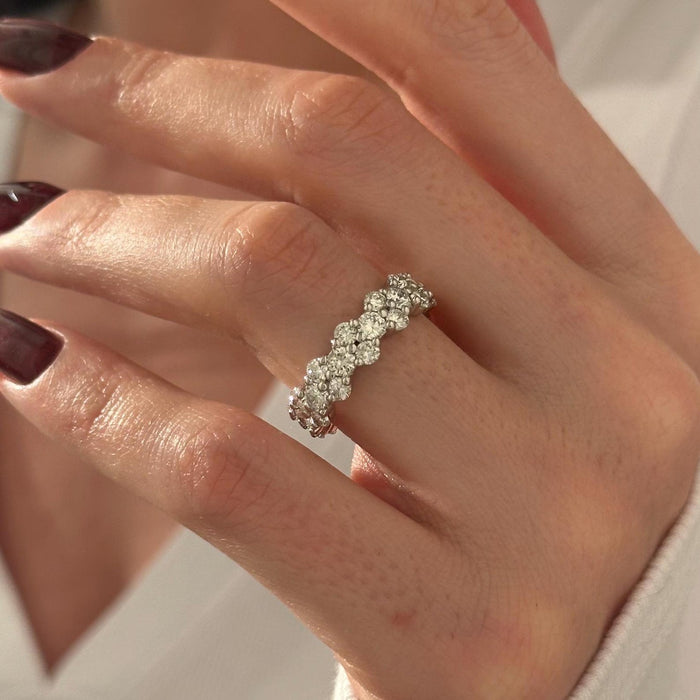 Round moissanite Cluster Wedding Band photo 2