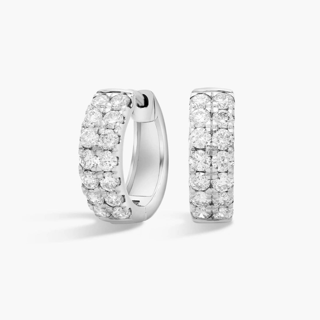 Round Cut Moissanite Double Row Huggie Earrings - hero