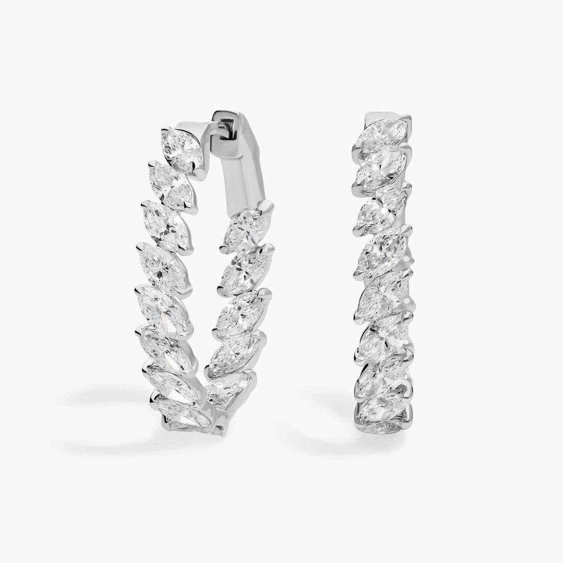 Marquise Cut Moissanite Station Hoop Earrings - hero
