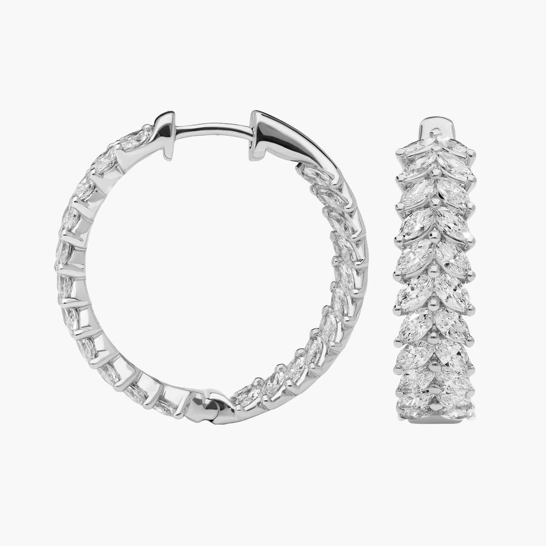 Marquise Cut Moissanite Double Row Hoop Earrings - hero