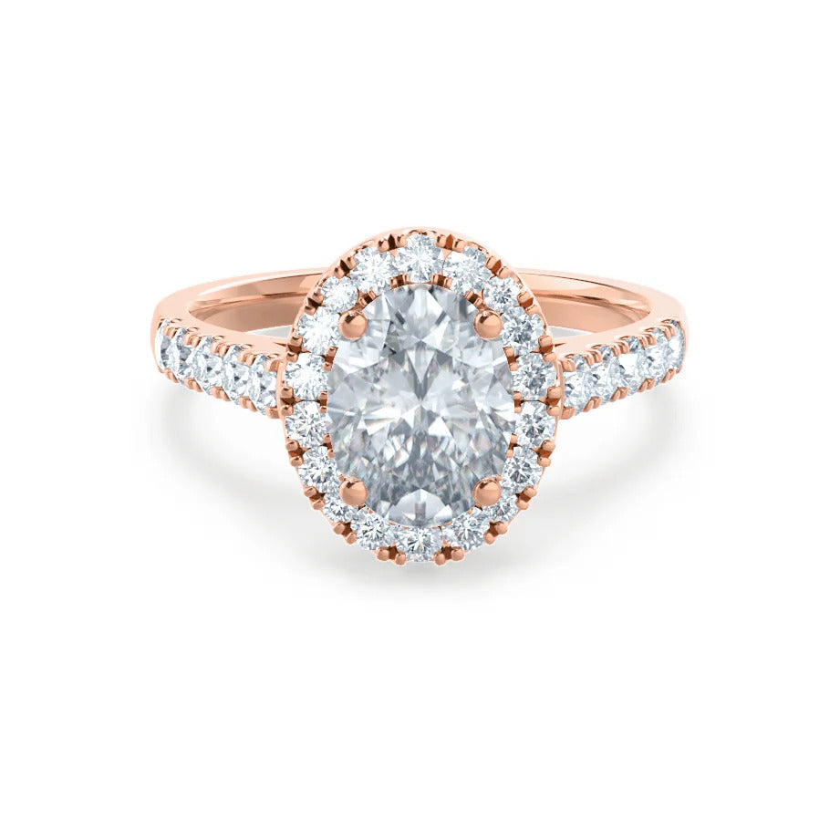 3CT Oval Cut Moissanite Engagement Ring Oval Solitaire Moissanite Ring Halo Bridal Ring Classic Vintage Ring Unique Pave Ring For Her