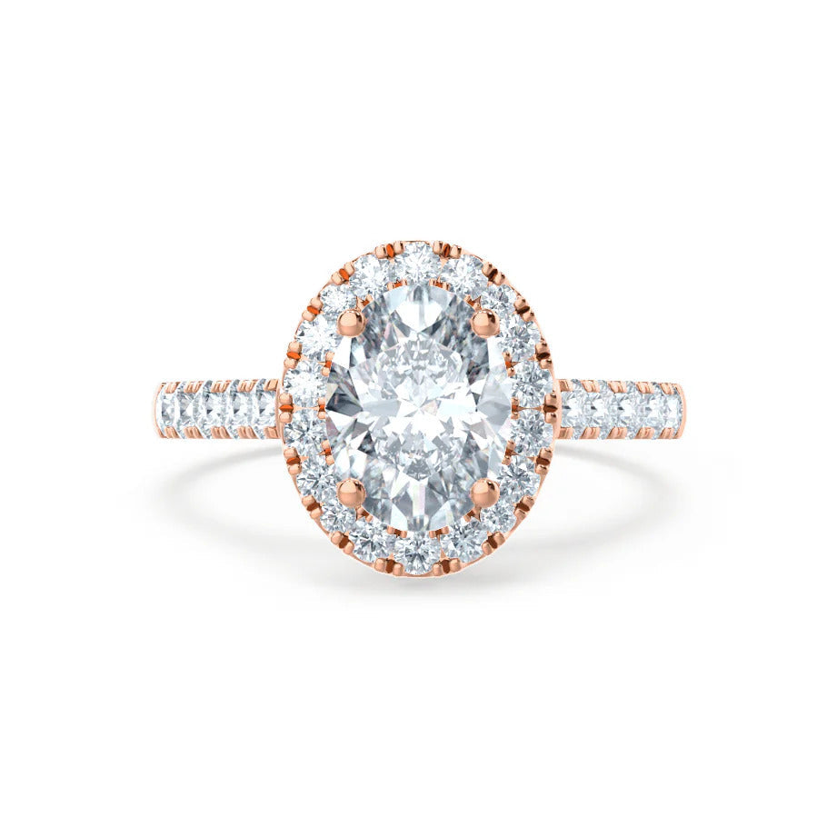 3CT Oval Cut Moissanite Engagement Ring Oval Solitaire Moissanite Ring Halo Bridal Ring Classic Vintage Ring Unique Pave Ring For Her