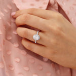 Load image into Gallery viewer, 3CT Oval Cut Moissanite Engagement Ring Oval Solitaire Moissanite Ring Halo Bridal Ring Classic Vintage Ring Unique Pave Ring For Her
