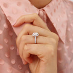 Load image into Gallery viewer, 3CT Oval Cut Moissanite Engagement Ring Oval Solitaire Moissanite Ring Halo Bridal Ring Classic Vintage Ring Unique Pave Ring For Her
