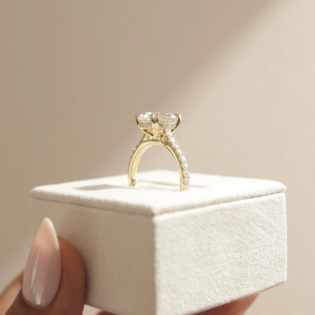 Oval Cut Moissanite Engagement Ring Hidden Halo Wedding Ring Unique Bridal Proposal Gift