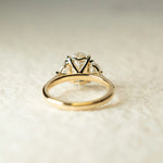 Load image into Gallery viewer, Oval Cut Moissanite &amp; Diamond Three Stone Engagement Ring in Gold