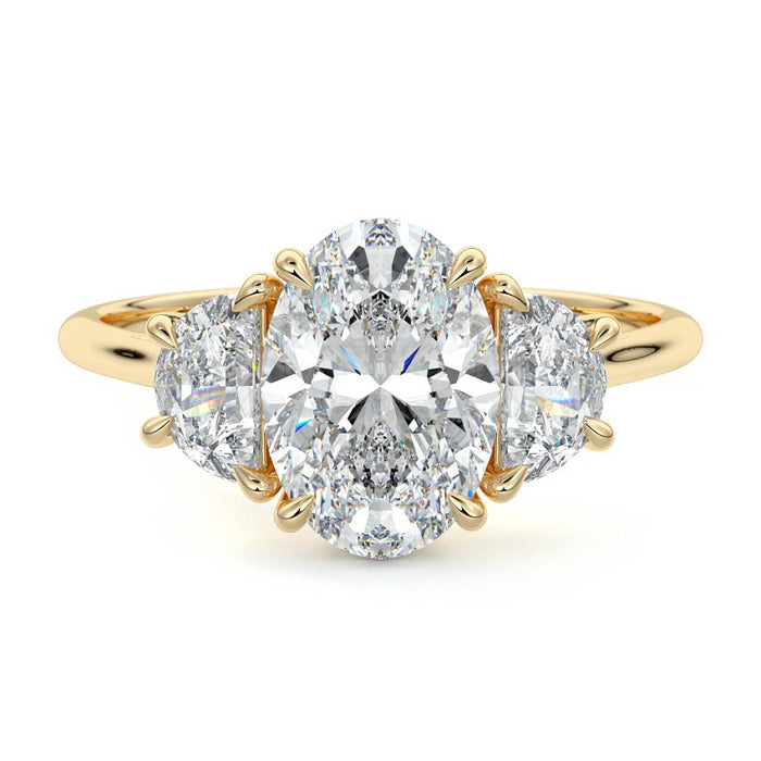 2.50 CT Oval Cut Lab Grown Diamond Three Stone Engagement Ring Mapple Gems