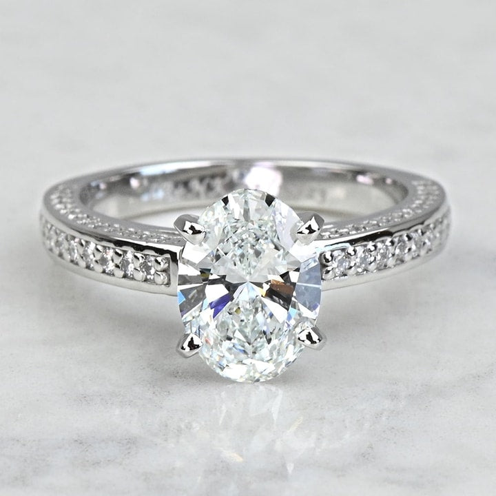 2.50 CT Oval Cut Lab Grown Diamond Pave Engagement Ring Mapple Gems