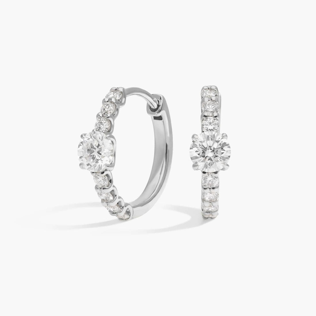 Round Cut Moissanite Center Huggie Earrings - hero