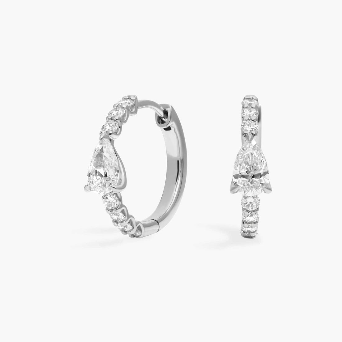 Pear Cut Moissanite Center Huggie Earrings - hero