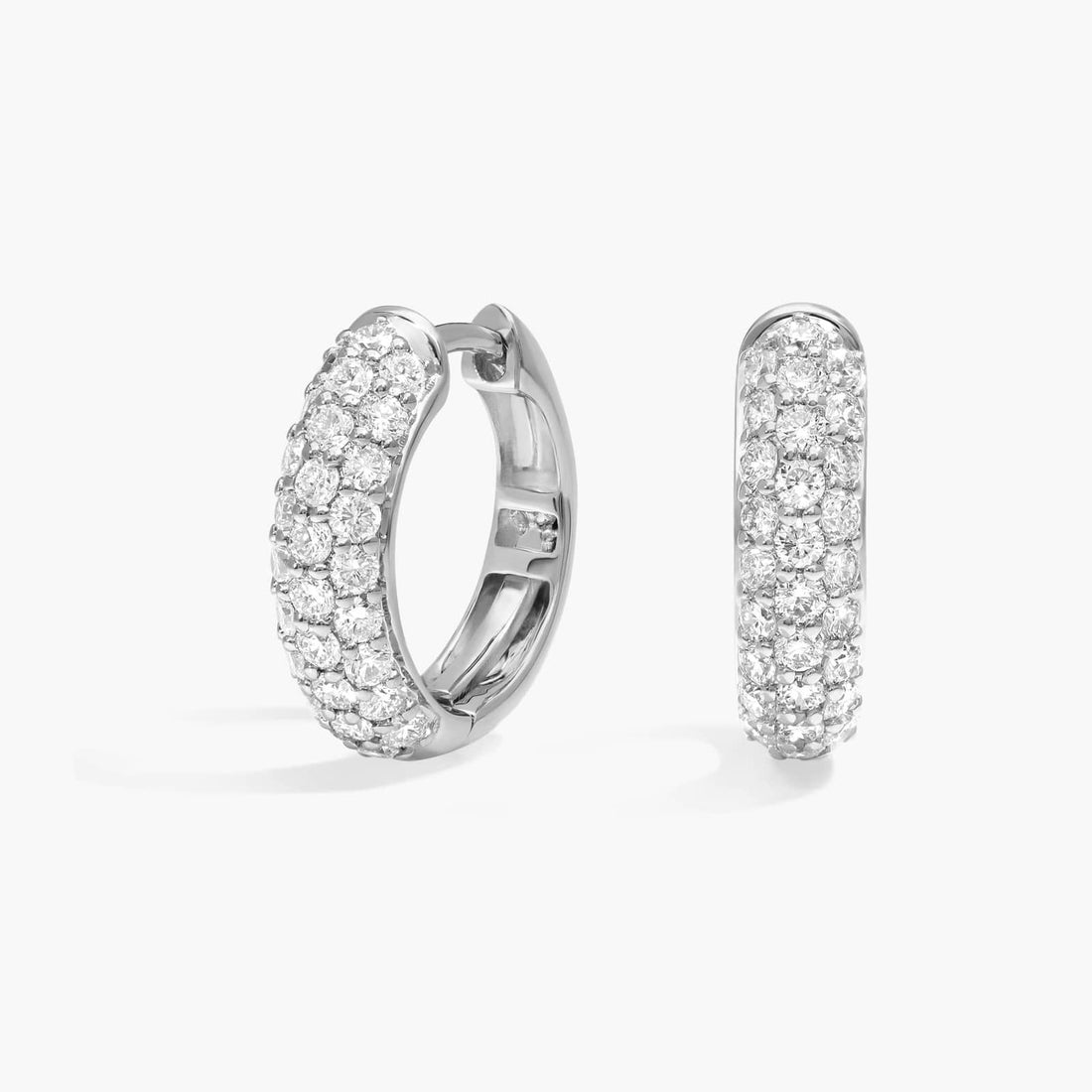 Round Cut Moissanite Pave Dome Huggie Earrings - hero