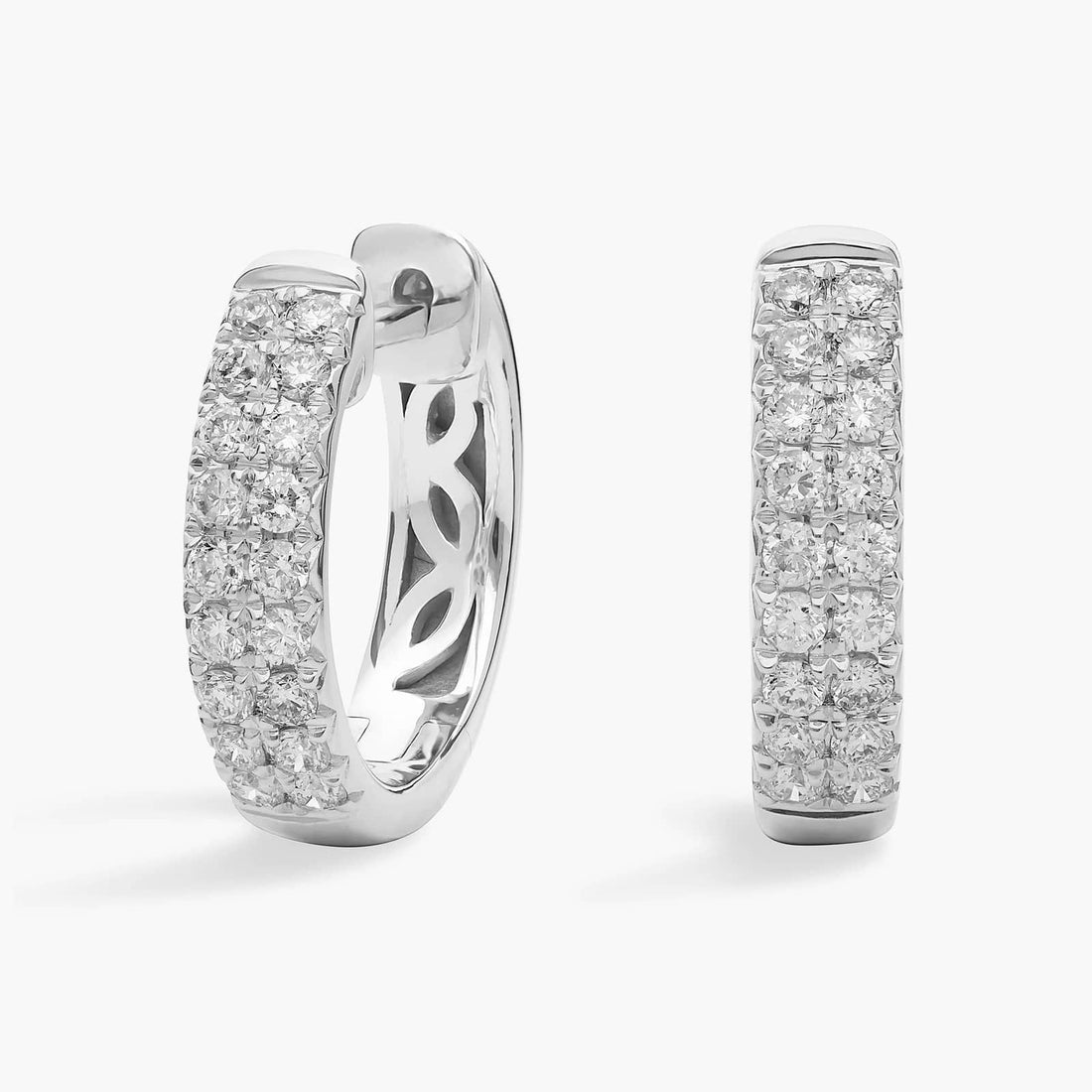 Round Cut Moissanite Double Row Huggie Earrings - hero