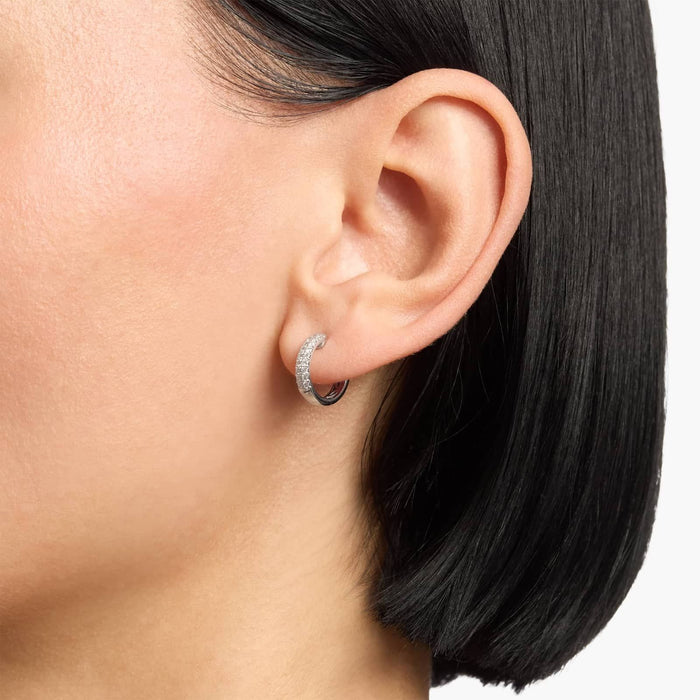 Round Cut Moissanite Double Row Huggie Earrings - view 2