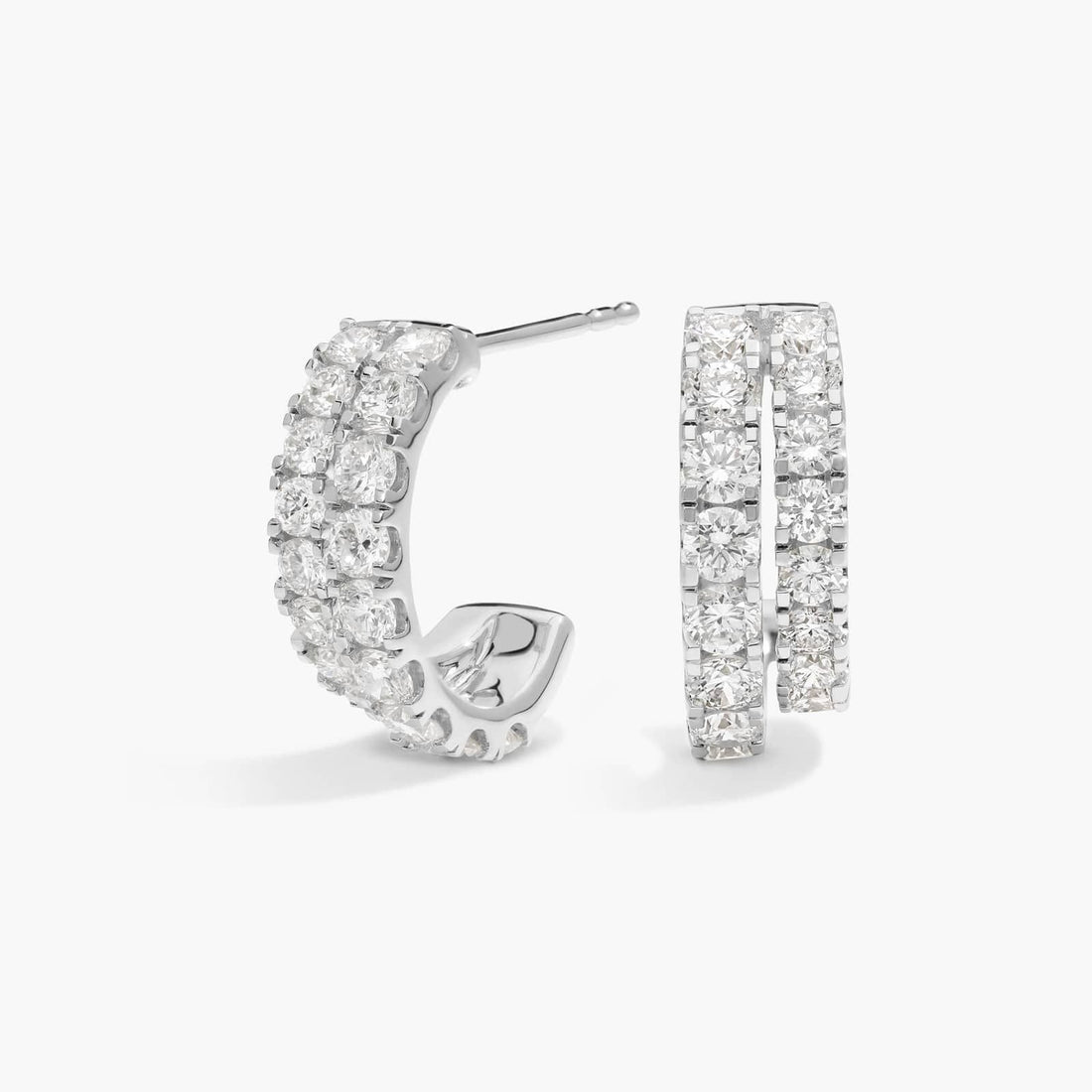 Round Cut Moissanite Graduated Pave Hoop Earrings - hero