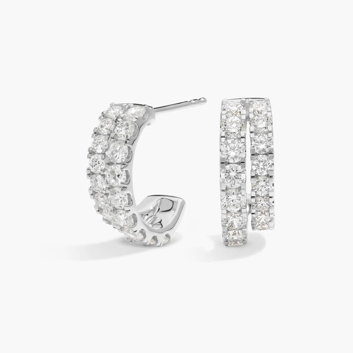 Round Cut Moissanite Graduated Pave Hoop Earrings - hero