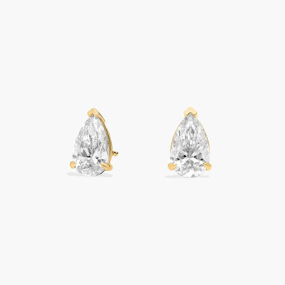 Pear Cut Moissanite Stud Earrings – Engagement Style Solitaire Earrings for Women | Diamond Alternative Bridal Earrings | Mapple Gems