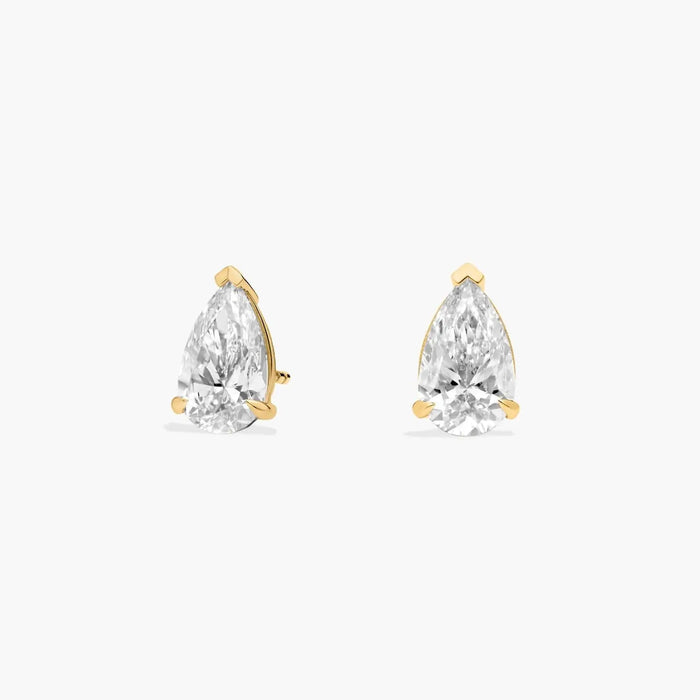 Pear Cut Moissanite Stud Earrings – Engagement Style Solitaire Earrings for Women | Diamond Alternative Bridal Earrings | Mapple Gems