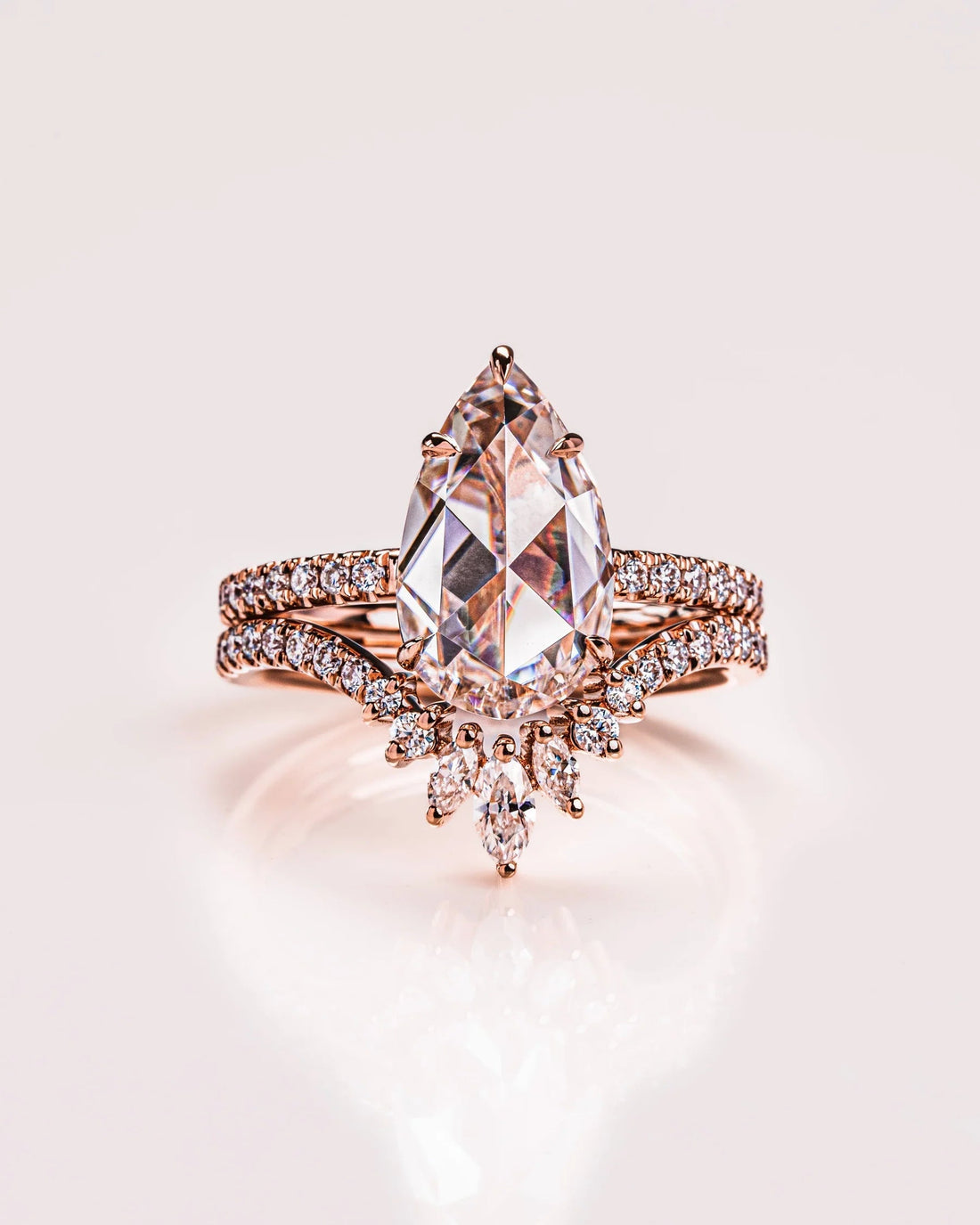 3.00 CT Pear Cut Moissanite Solitaire Bridal Wedding Ring Set Mapple Gems