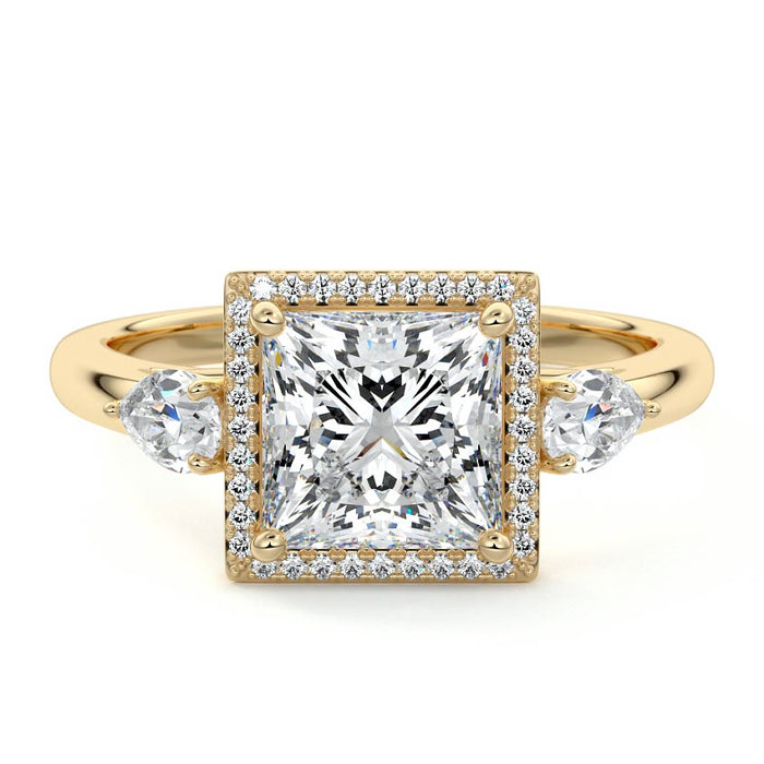 2.50 CT Princess Cut Lab Grown Diamond Three Stone Engagement Ring Mapple Gems