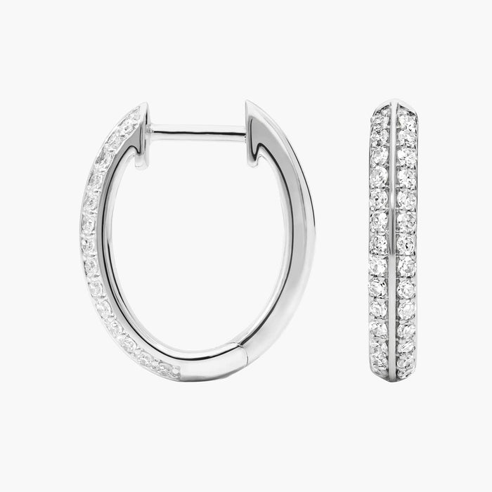 Round Cut Moissanite Double Row Huggie Earrings - view 2