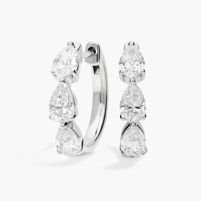 Pear Cut Moissanite Three Huggie Earrings - hero