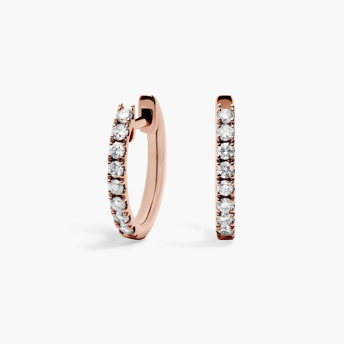 Round Cut Moissanite Thin Pave Huggie Earrings - hero