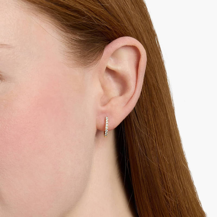 Round Cut Moissanite Thin Pave Huggie Earrings - view 2