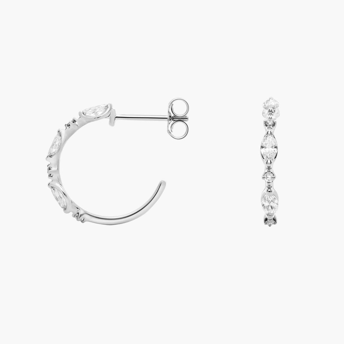 Marquise Cut Moissanite Station Hoop Earrings - hero