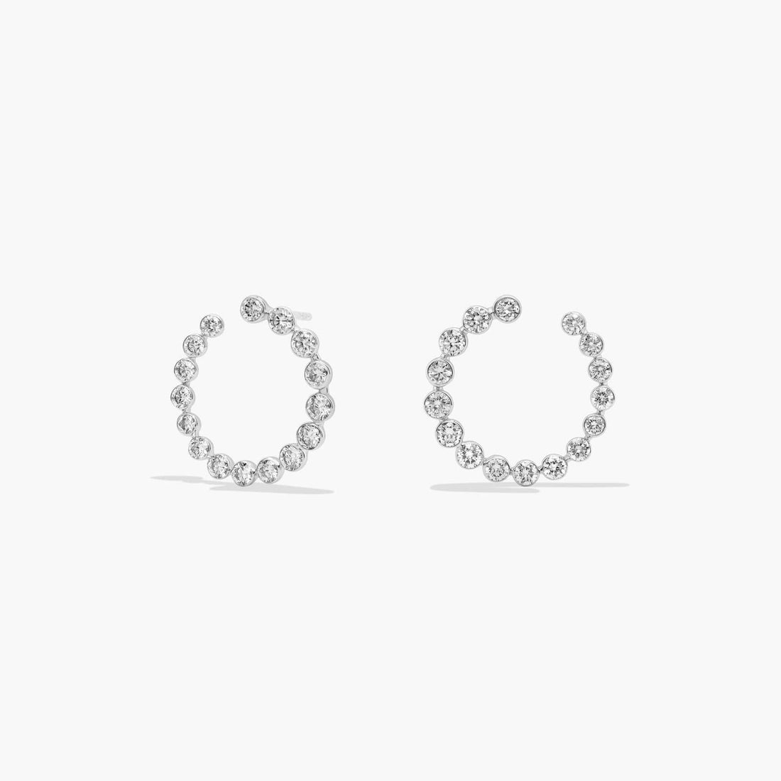 Round Cut Moissanite Front Facing Hoop Earrings - hero